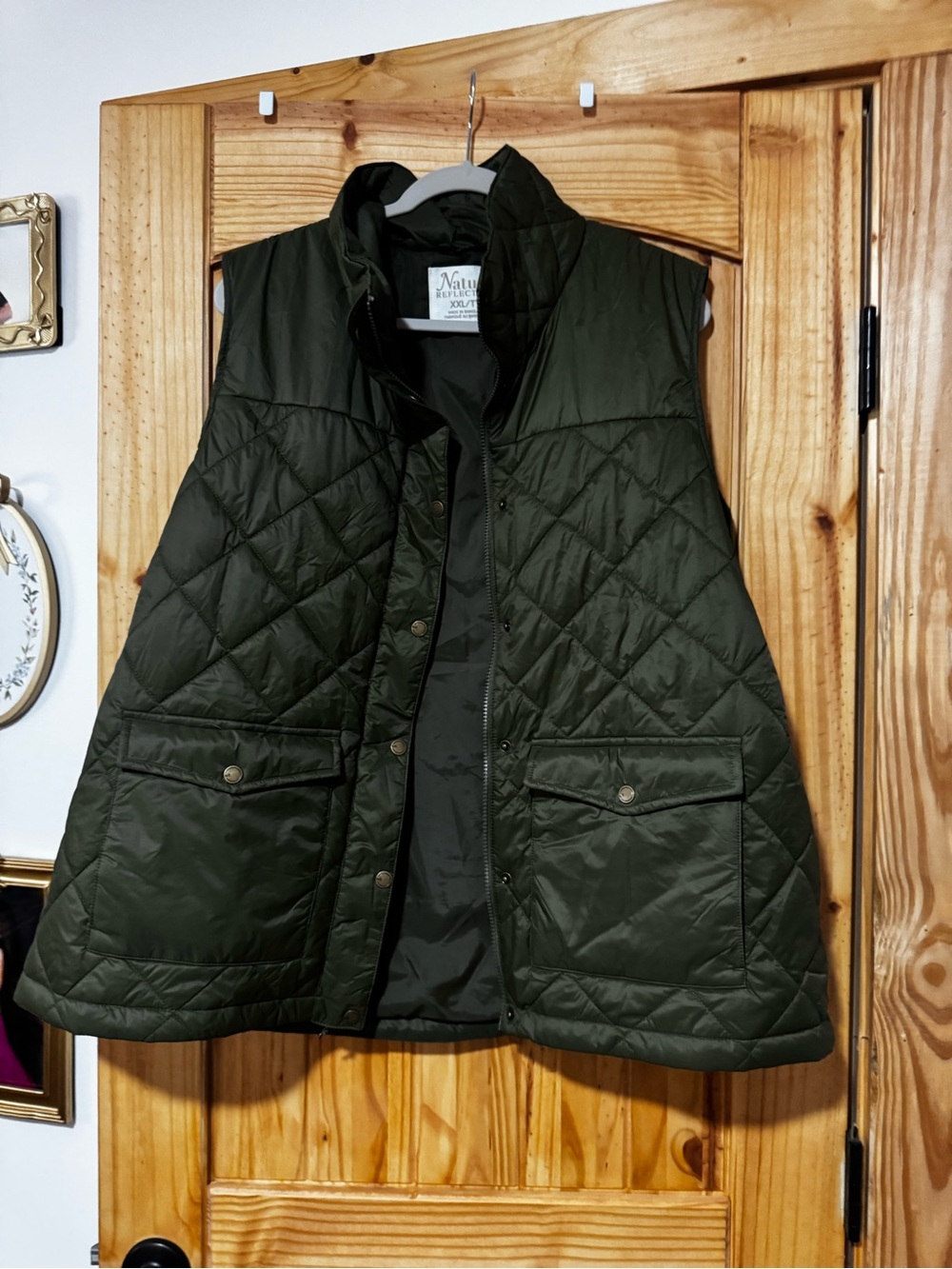 Natural Reflections Quilted Olive Green Women's Vest